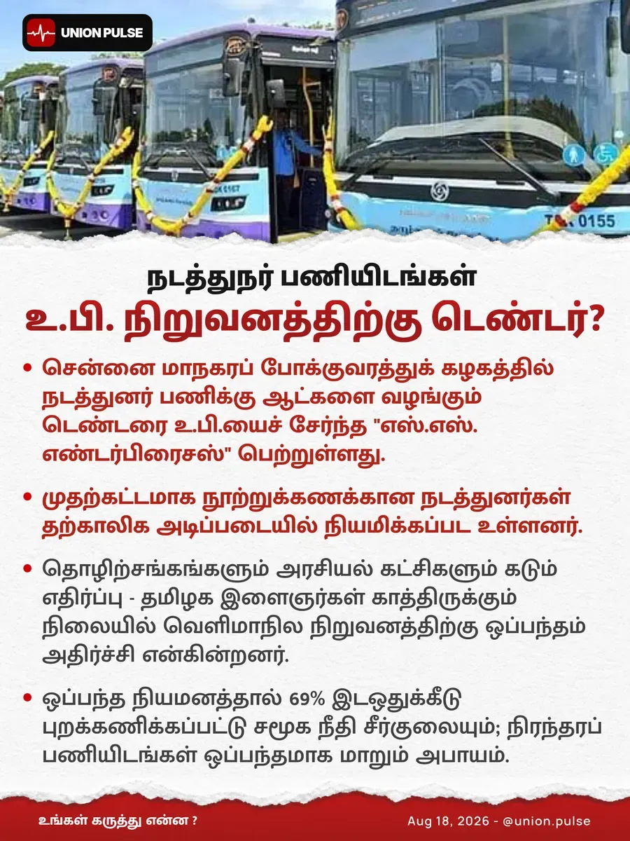 நடத்துநர் பணியிடங்கள் உ.பி. நிறுவனத்திற்கு டெண்டர்?
