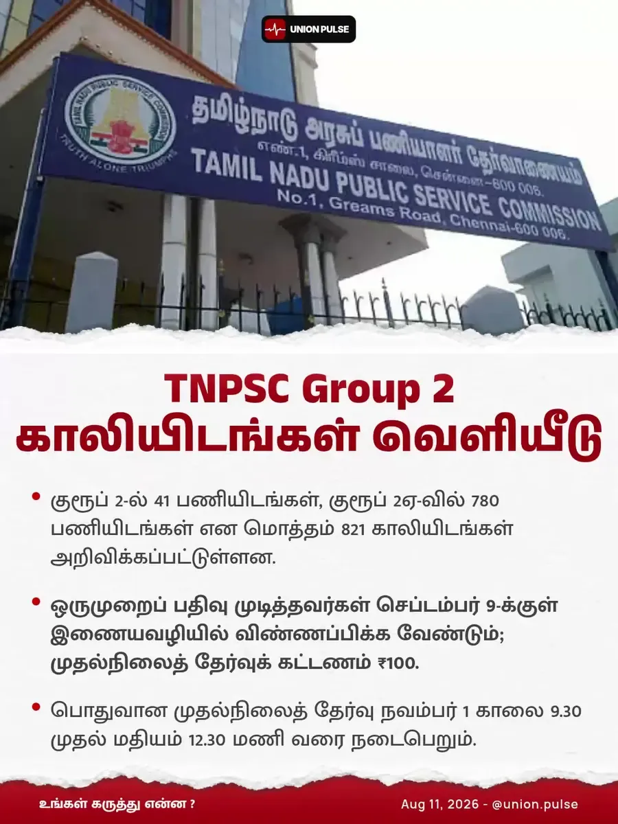 TNPSC Group 2 காலியிடங்கள் வெளியீடு