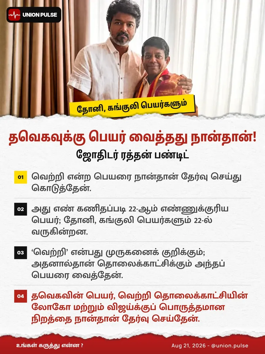 தவெகவுக்கு பெயர் வைத்தது நான்தான்!